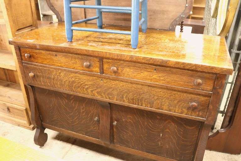 Antique Golden Oak Sideboard, Finish Wear