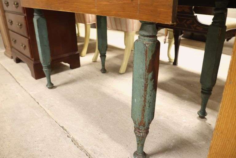Antique Farmhouse Painted Drop Leaf Table with Scrub Top