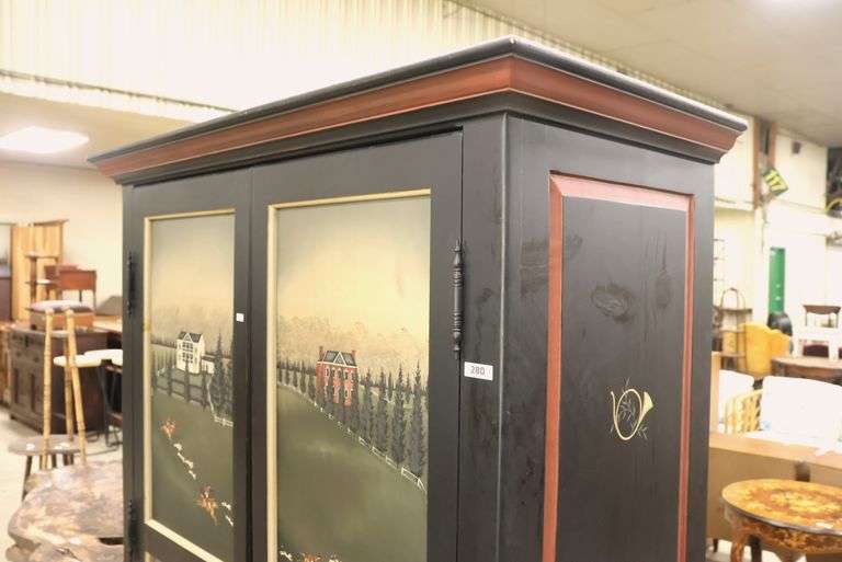 Modern Fox Hunt Themed Painted Wardrobe