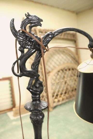 Beaux Arts Cast Iron Figural Griffin Floor Lamp