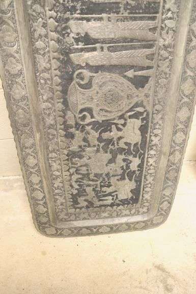 Ethnographic Chased Metal Rectangular Tray