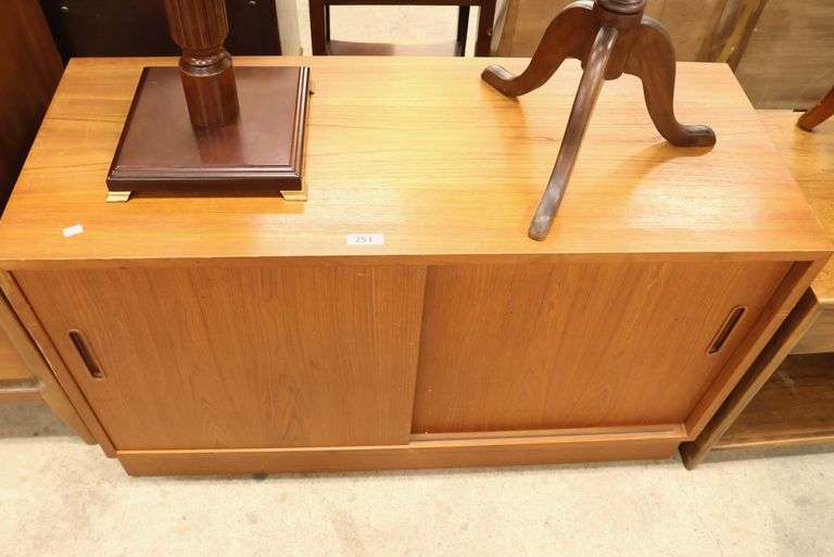 Danish MCM Teak Sliding Door Credenza, Corner Damage