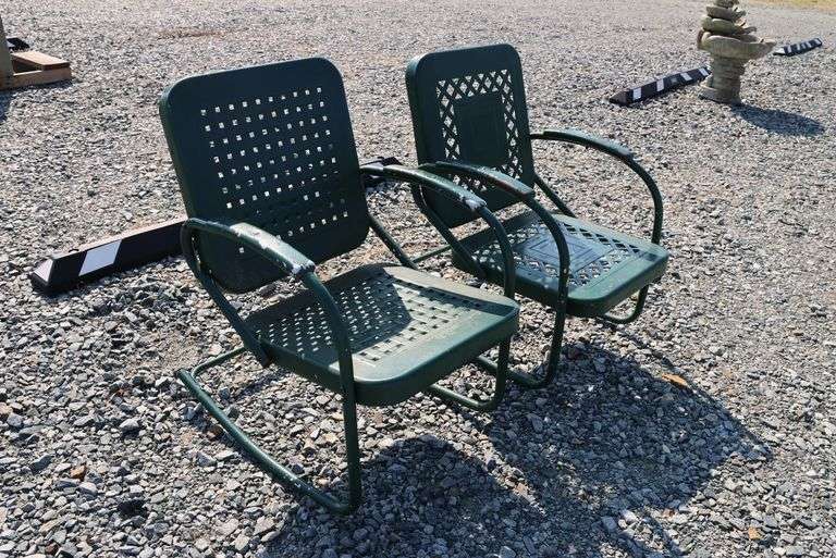 *NO STORAGE* 2 MCM Metal Patio Arm Chairs