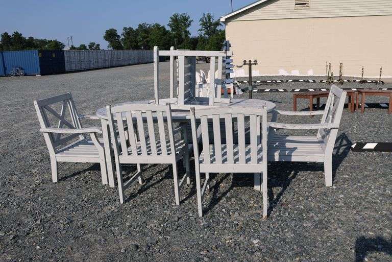 *NO STORAGE*Painted Teak Patio Dining Set