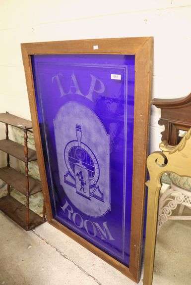 Vintage Etched Glass Tap Room Sign