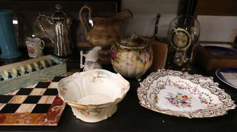 Marble Chess Board, Ceramic & Porcelain Dishes, Framed Print, Transferware Pitcher Etc.