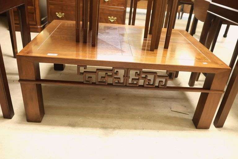 Chinese Inspired Carved Hardwood Coffee Table