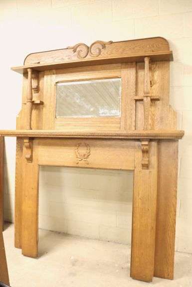 *NO STORAGE* Antique Golden Oak Mantel