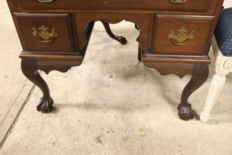 Colonial Revival Mahogany Claw Foot Ladies' Writing Desk, Interior Drawer Locked