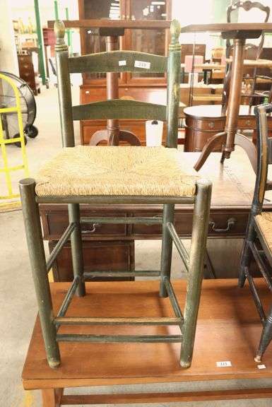 Modern Farmhouse Rush Seat Country Store Merchant's Stool