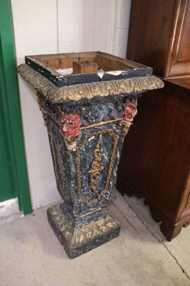 Continental Faux Painted and Parcel Gilt Pedestal Base