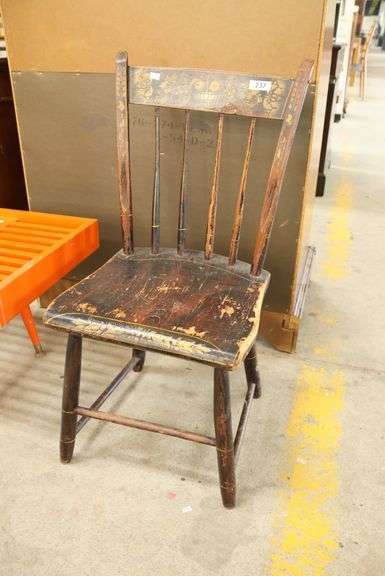 American Fancy Painted Plank Seat Chair