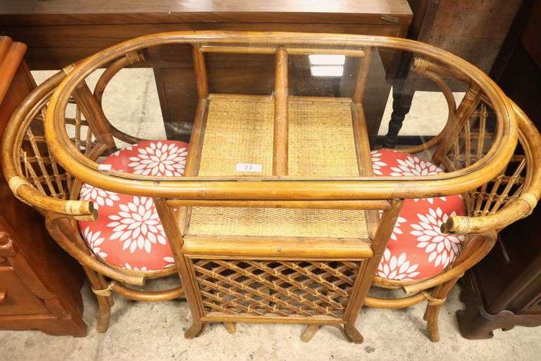 MCM Rattan Tete a Tete Table