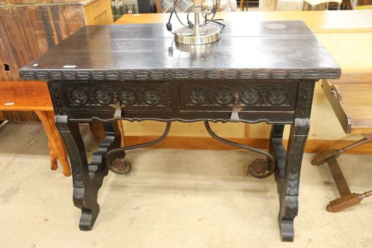 Spanish Colonial Style Painted Library Table