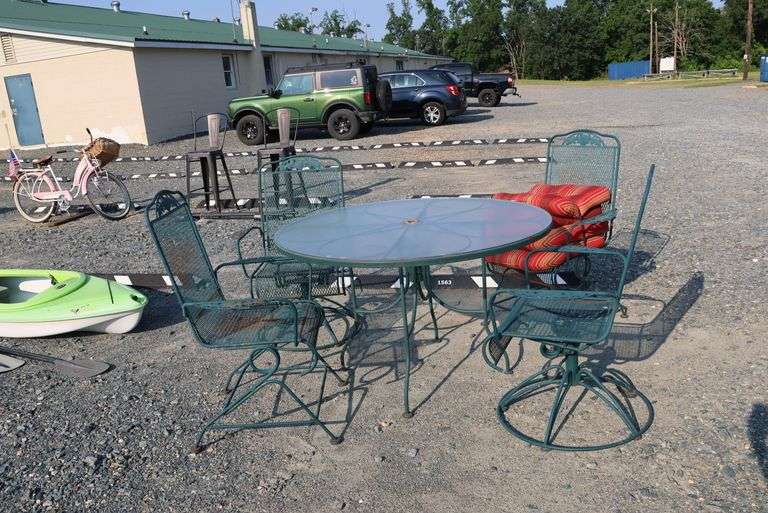 *NO STORAGE* Glass Top Wrought Iron Dining Set