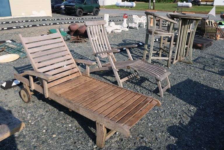 *NO STORAGE* 2 Teak Poolside Lounge Chairs, Dry Finish