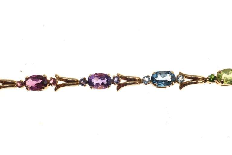 14k Gold Multi Colored Stone Bracelet 5.3g - Dixon's Auction at Crumpton