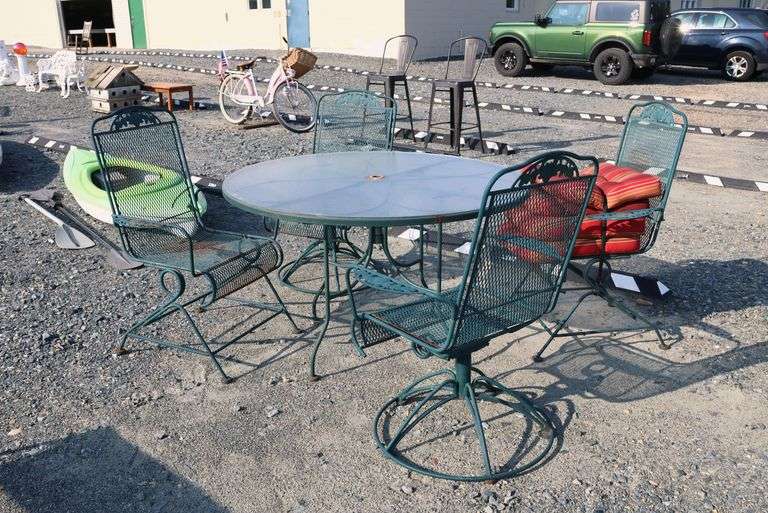 *NO STORAGE* Glass Top Wrought Iron Dining Set