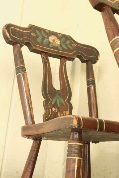 (6) Pennsylvania Painted Plank Seat Chairs