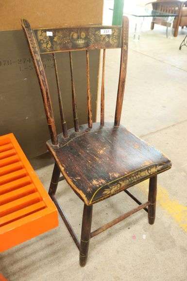American Fancy Painted Plank Seat Chair