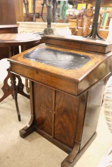 Victorian Inlaid Canterbury Desk, Veneer Damage