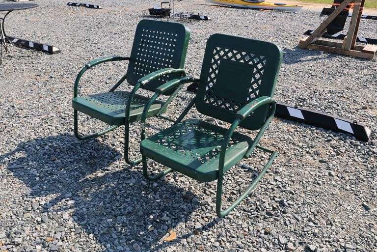 *NO STORAGE* 2 MCM Metal Patio Arm Chairs