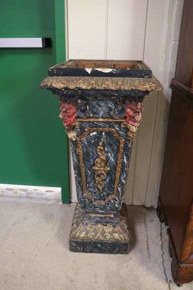 Continental Faux Painted and Parcel Gilt Pedestal Base