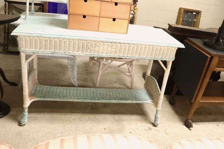 Painted Wicker Console