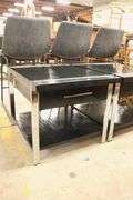 Pair Lane MCM Black and Chrome End Tables