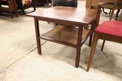 MCM Walnut and Cane End Table, Marks on Top