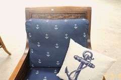 Modern Lattice Armchair with Anchor Themed Upholstery