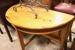 Cabinet-Made Farmhouse Pine Demilune Console Table