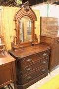 Victorian Carved Walnut Dresser with Mirror