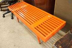 MCM Orange Slat Bench, Minor Wear