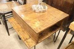 Modern Mango Wood and Metal End Table