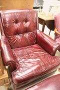 Vintage Maroon Chair and Ottoman