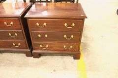 Pair Davis Furniture Mahogany Nightstands, Finish Wear, One Pull Missing