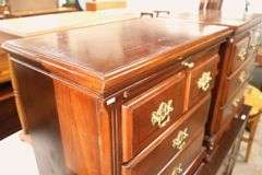Pair Modern Banded Cherry Nightstands