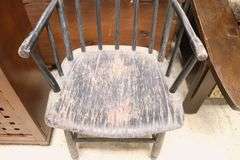 Antique Plank Seat Armchair in Later Paint