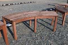 Pair of Teak Demi Lune Benches, Dry Finish