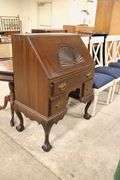 Colonial Revival Mahogany Claw Foot Ladies' Writing Desk, Interior Drawer Locked