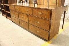 John Widdicomb MCM Burlwood Nine Drawer Dresser