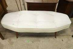 MCM White Vinyl Ottoman, Sticky