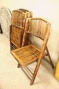 (4) MCM Scorched Bamboo Folding Chairs