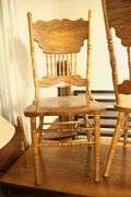 Modern Oak Dining Table and Four Pressed Back Chairs