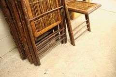 (4) MCM Scorched Bamboo Folding Chairs