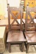 Pair Spanish Colonial Style Oak Hall Chairs