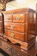 Pair Modern Banded Cherry Nightstands