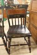Pair Painted Plank Seat Chairs