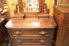 Victorian Carved Walnut Dresser with Mirror